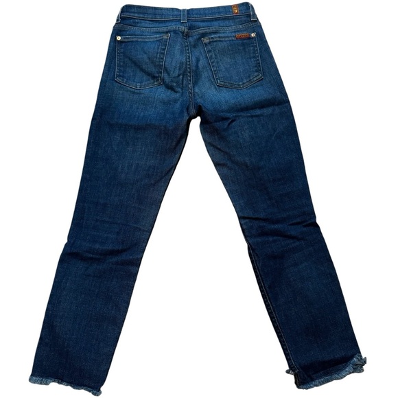 7 For All Mankind Jeans Women’s 26 Roxanne Ankle Distressed Raw Frayed Blue - Picture 2 of 11